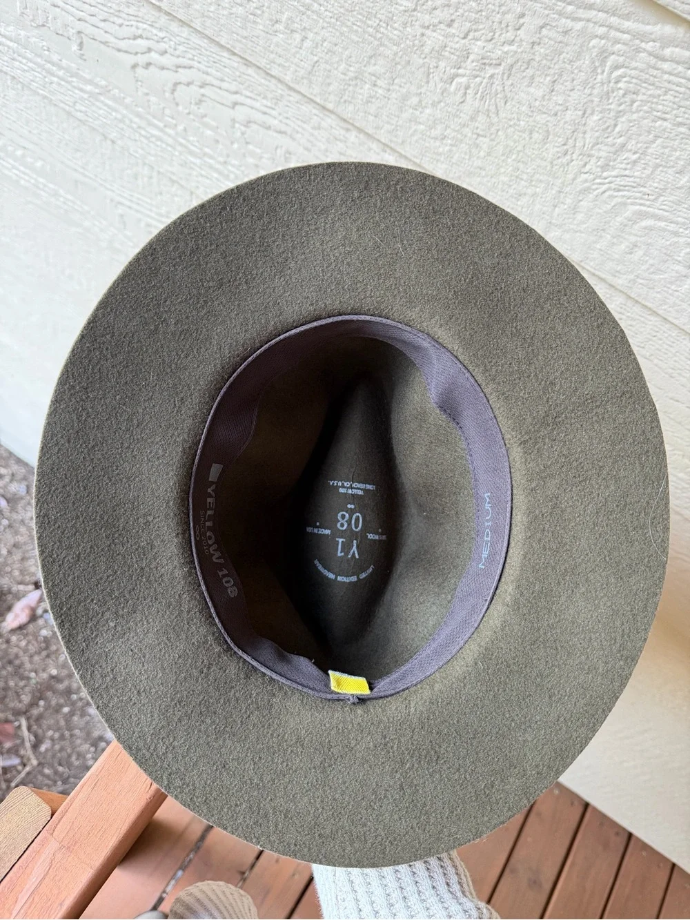 Classic Wool Fedora Hat in Olive Green with Leather Band